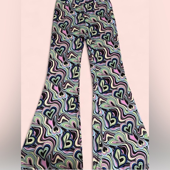 Pants - Colorful Heart Pattern Flared Pants